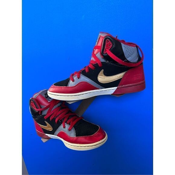 Nike Court Tranxition High Top Sneaker Sz 10 Red Black Gold Grey 537328-076